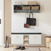 SoBuy FSR132-W Banc pentru Pantofi cu Pernă din PU, 2 Compartimente Rabatabile și 2 Compartimente Deschise, pe Picioare Aurii pentru Hol – 110x26x52 cm, Alb