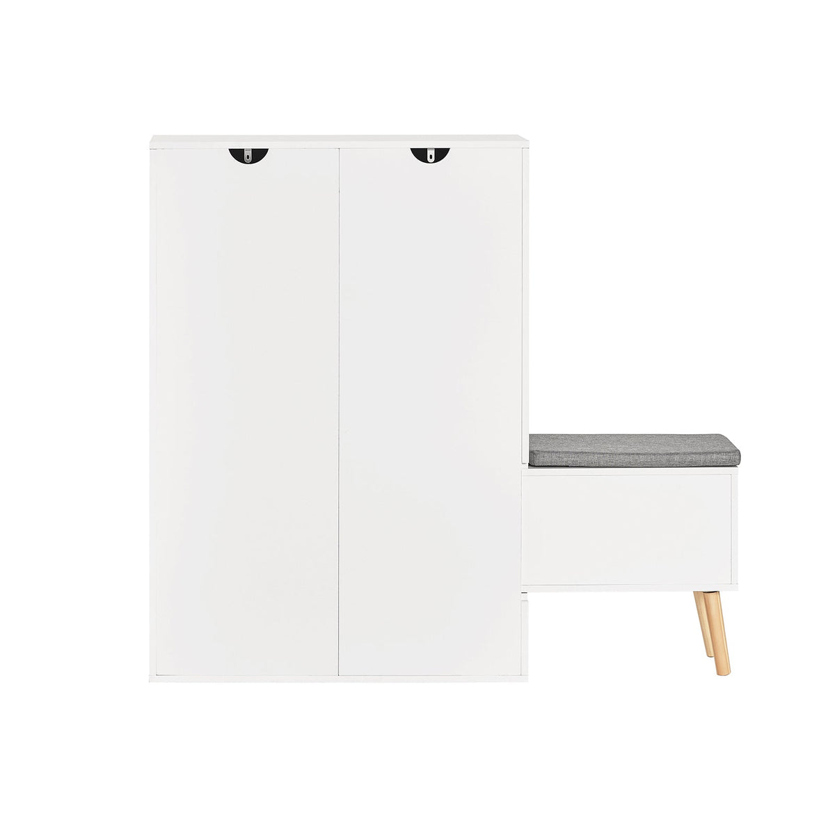 SoBuy FSR134-W Banc pentru Pantofi Modular cu Dulap pe Picioare, Mobilier pentru Hol – 124x24x126 cm, Alb