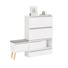 SoBuy FSR134-W Banc pentru Pantofi Modular cu Dulap pe Picioare, Mobilier pentru Hol – 124x24x126 cm, Alb