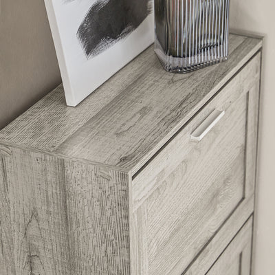 SoBuy FSR137-HG Armoire à Chaussures 2 Abattants Réglables, Slim pour Entrée Couloir – Gris Effet Bois