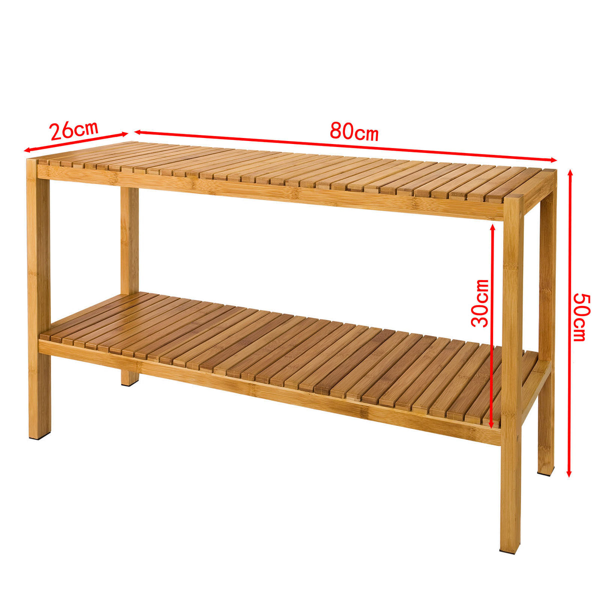SoBuy FSR14-L-N Raft de baie 100% bambus natural, Organizator pentru încălțăminte/baie