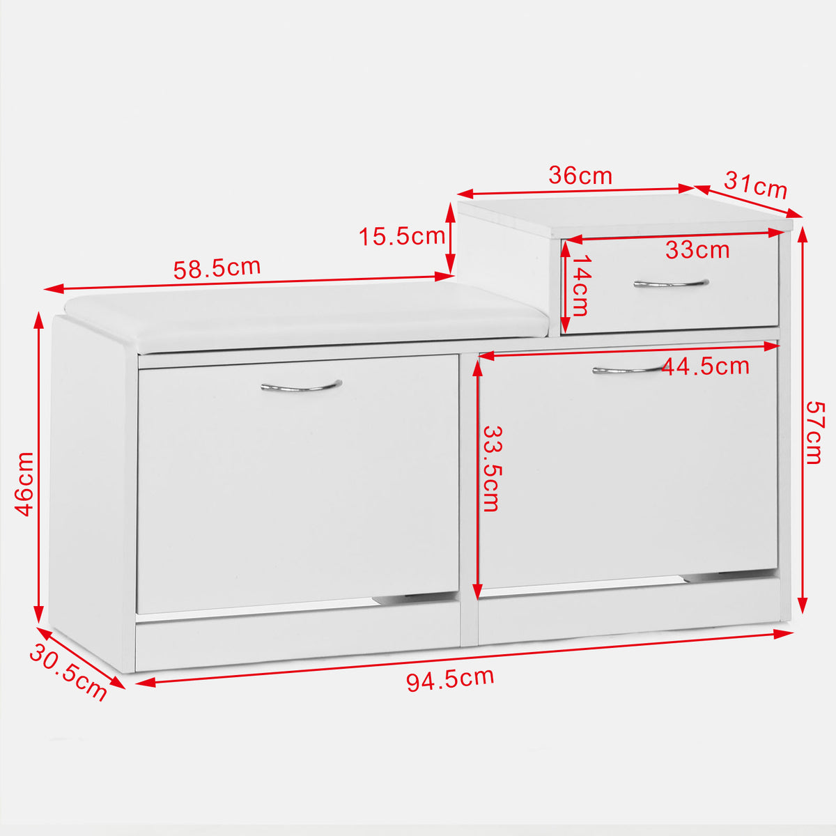 SoBuy FSR17-W Dulap pantofar bancă pentru hol