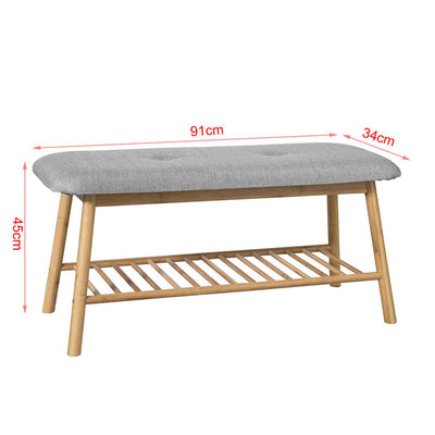 SoBuy FSR24-K-HG Banc pentru Pantofi cu Design Modern, cu Șezut și 1 Raft de Depozitare pentru Intrare – 91x34x45 cm, Gri