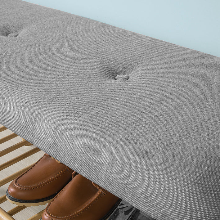 SoBuy FSR24-K-HG Banc pentru Pantofi cu Design Modern, cu Șezut și 1 Raft de Depozitare pentru Intrare – 91x34x45 cm, Gri