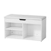 SoBuy FSR27-W Banc pentru Pantofi cu Pernă Căptușită și Spațiu de Depozitare pentru Cizme, Mobilier de Hol – 80x30x47 cm, Alb