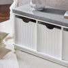 SoBuy FSR30-W Banc pentru Pantofi cu Pernă Căptușită și 3 Compartimente de Depozitare pentru Hol – 100x36x46 cm, Alb
