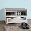SoBuy FSR36-K-W Banc pentru Pantofi cu Pernă Căptușită și Spațiu de Depozitare, Mobilier de Intrare Compact – 71x35x43 cm, Alb