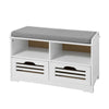 SoBuy FSR36-K-W Banc pentru Pantofi cu Pernă Căptușită și Spațiu de Depozitare, Mobilier de Intrare Compact – 71x35x43 cm, Alb