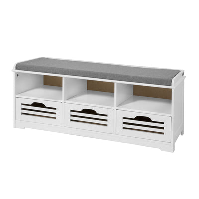 SoBuy FSR36-W Banc à Chaussures avec Coussin Rembourré et Rangement, Meuble d'Entrée – 105x35x43 cm, Blanc