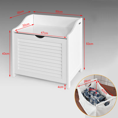 SoBuy FSR40-W Banc de Rangement avec Coussin Rembourré et Sac à Linge Amovible pour Entrée – 50x35x53 cm, Blanc