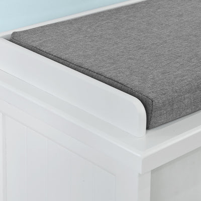 SoBuy FSR41-W Banc de Pantofi cu Pernă Căptușită și Spațiu de Depozitare pentru Hol/Antreu – 105x34x44 cm, Alb