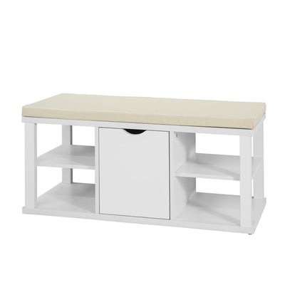 SoBuy FSR52-W Meuble à Chaussures Banc de Rangement Étagère avec coussin rembourré