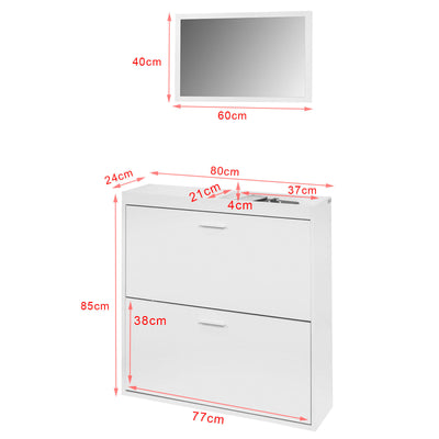 SoBuy FSR61-W Ensemble de Meuble d’entreé Miroir Mural et Commode Armoire à Chaussures