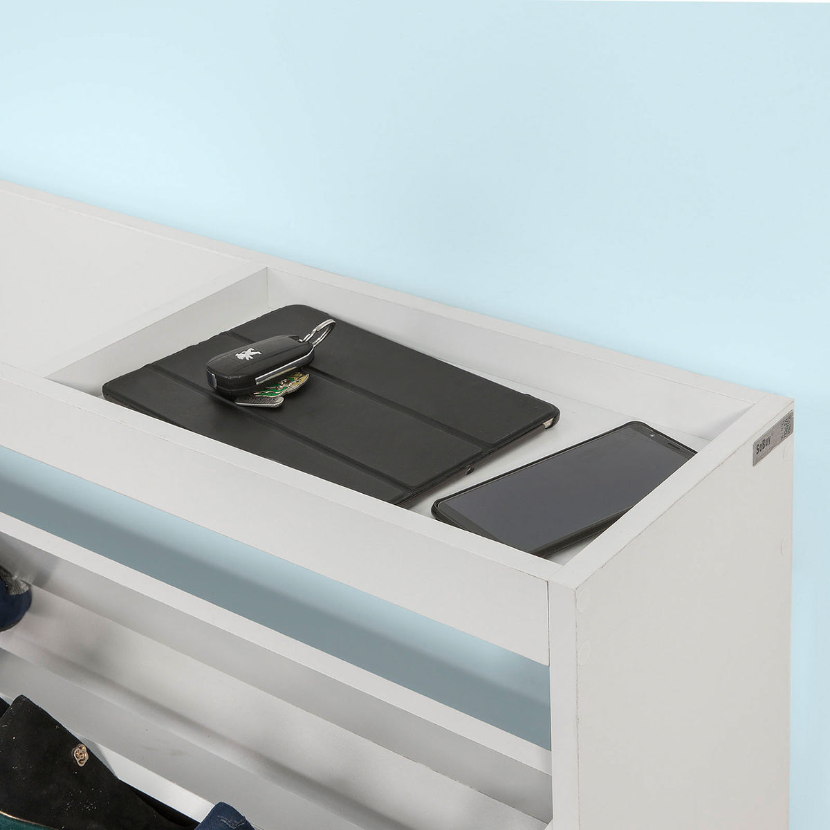 SoBuy FSR61-W Ensemble de Meuble d’entreé Miroir Mural et Commode Armoire à Chaussures
