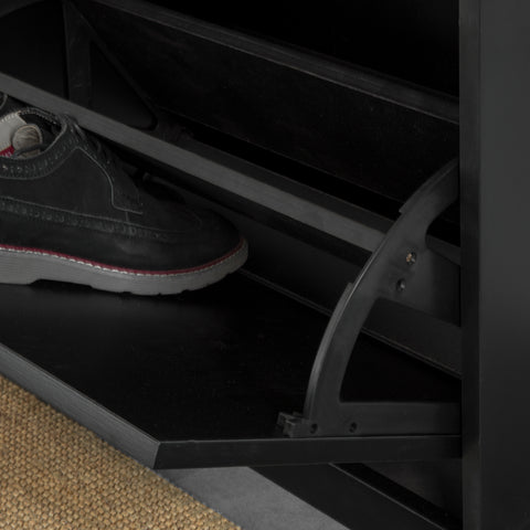 SoBuy Suport de pantofi de economisire subțire, suport de economisire a spațiului reglabil, L104*P24*A52 cm, negru, FSR64-SHCH