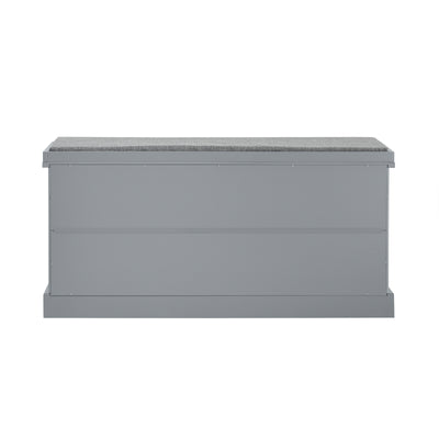 SoBuy FSR66-DG Banc de Rangement avec Coussin Rembourré, 2 Tiroirs et 2 Paniers Meuble Bas Entrée Commode à Chaussure Banquette Confortable