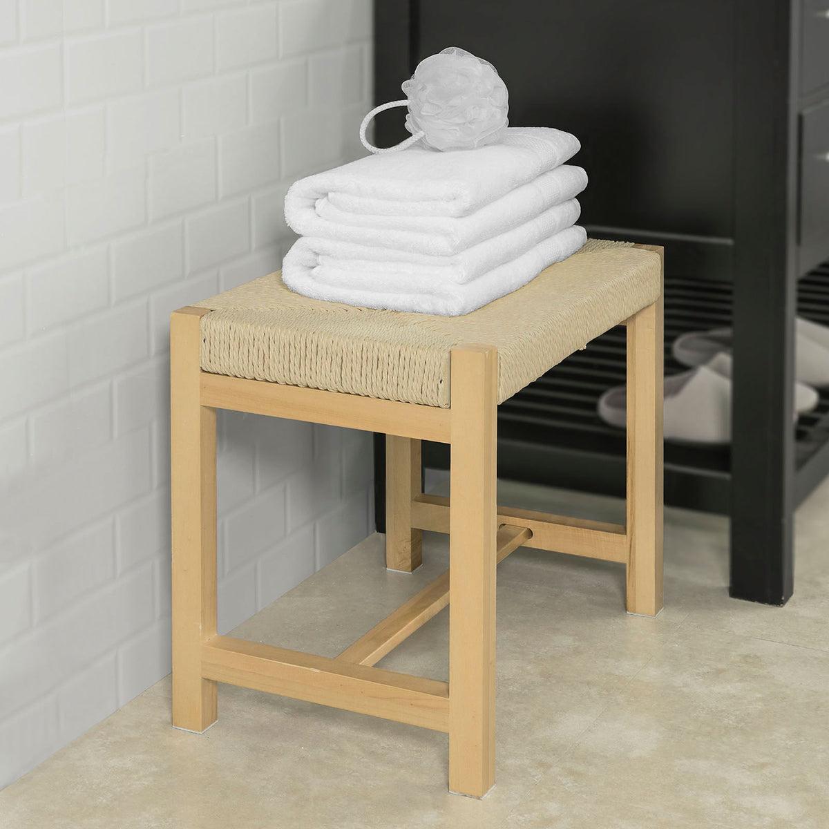 SoBuy FSR69-N Banc à Chaussures Design Banquette Meuble d'Entrée, Siège en Corde Tressée