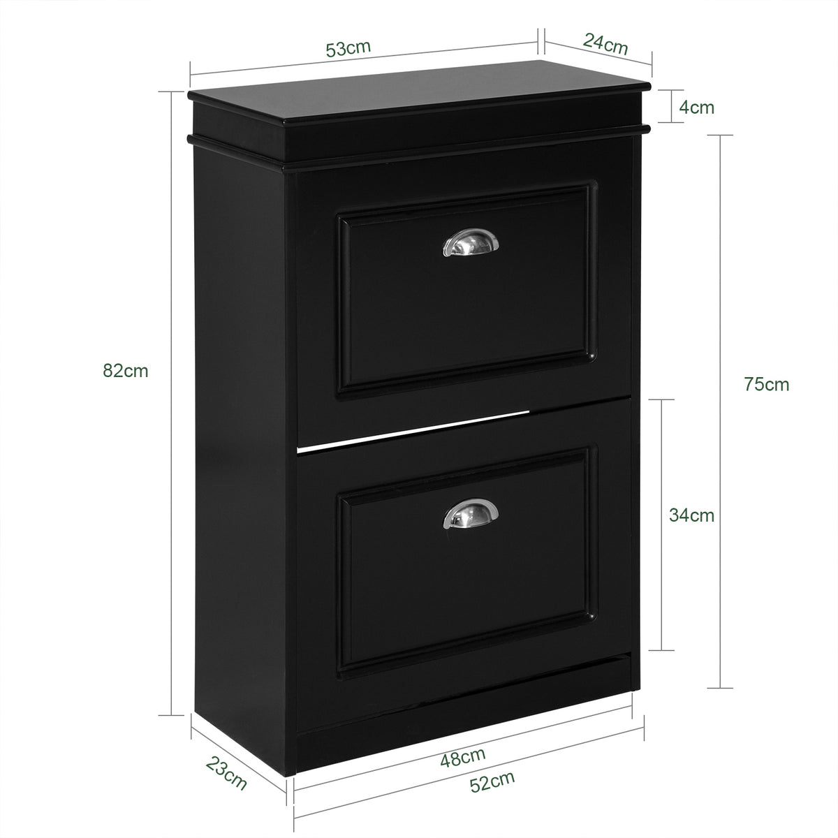 SoBuy FSR78-SCH Dulap pantofi cu 2 compartimente, Organizator încălțăminte pentru 8 perechi în hol/intrare – 54x24x83 cm, Negru