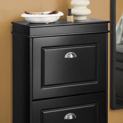 SoBuy FSR78-SCH Dulap pantofi cu 2 compartimente, Organizator încălțăminte pentru 8 perechi în hol/intrare – 54x24x83 cm, Negru