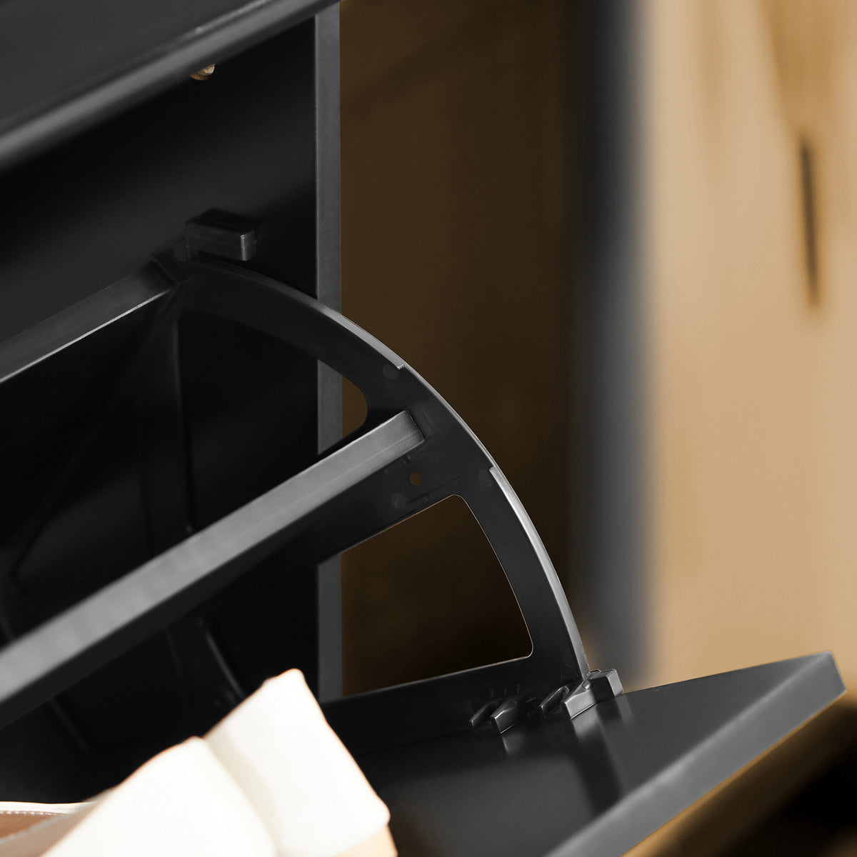 SoBuy FSR78-SCH Dulap pantofi cu 2 compartimente, Organizator încălțăminte pentru 8 perechi în hol/intrare – 54x24x83 cm, Negru