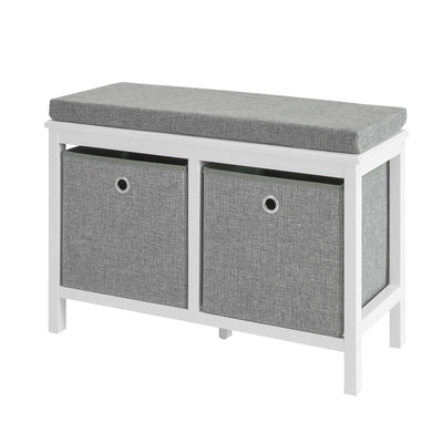 SoBuy FSR81-HG Banc à Chaussures avec Coussin Rembourré et 2 Paniers de Rangement pour Entrée – 70x30x50 cm, Gris