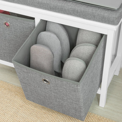 SoBuy FSR81-HG Banc pentru Pantofi cu Pernă Căptușită și 2 Coșuri de Depozitare pentru Hol – 70x30x50 cm, Gri