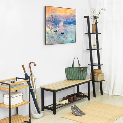 SoBuy FSR85-N Banc de pantofi, Șezut pentru 2 persoane, Mobilier pentru hol, Etajeră pentru pantofi