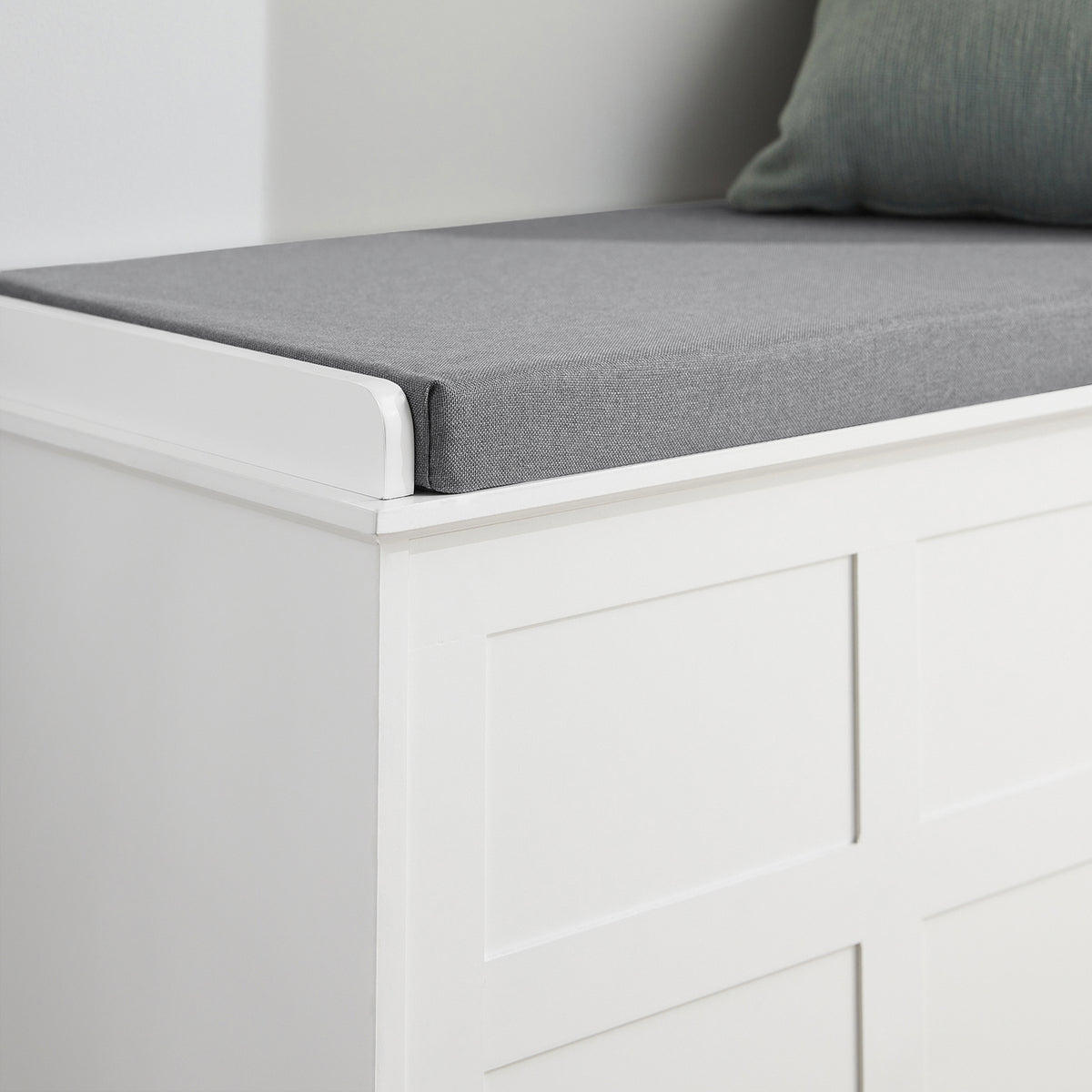 SoBuy FSR86-W Banc à Chaussures avec Coussin Rembourré et 2 Portes, Grande Capacité pour Entrée – 114x40x53 cm, Blanc