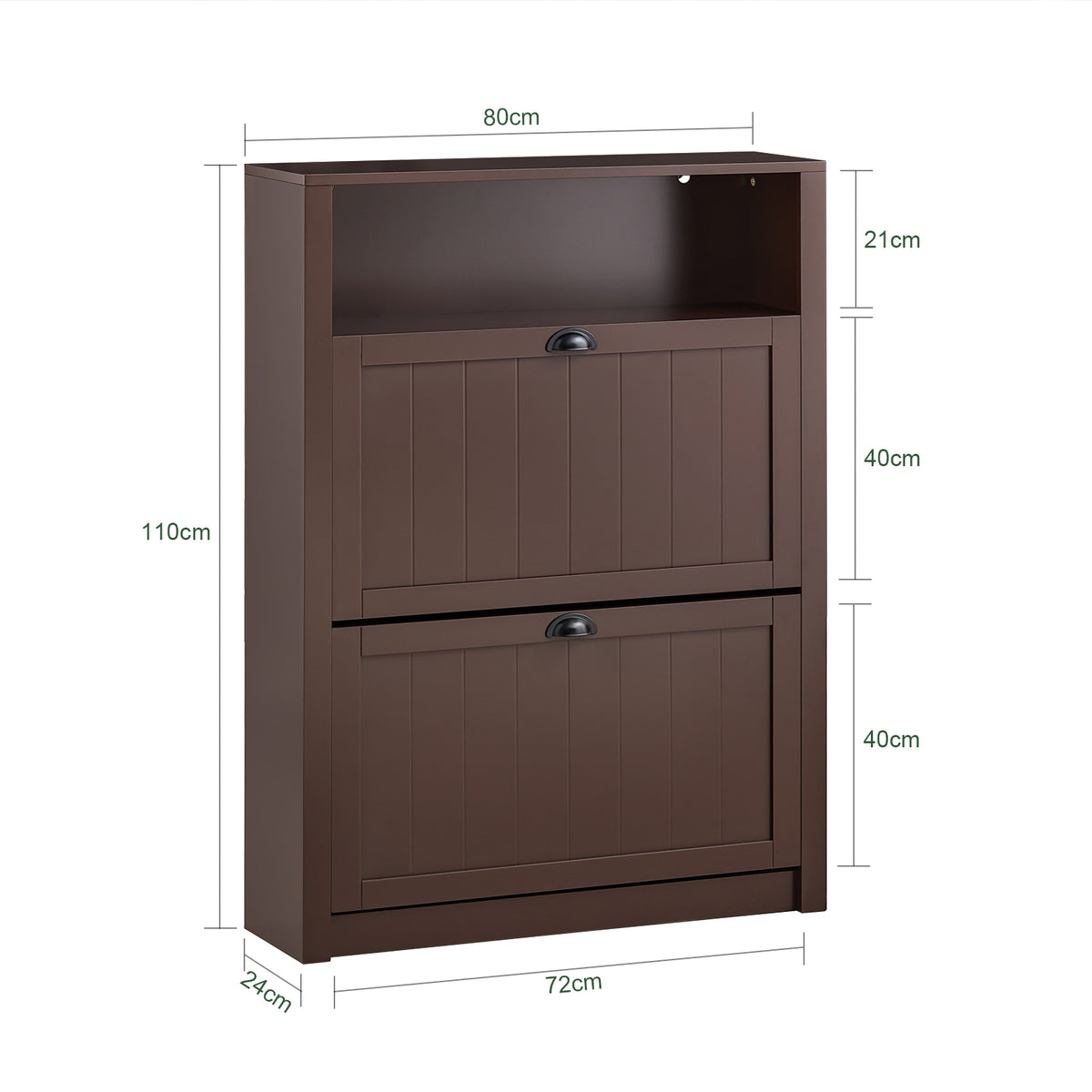 SoBuy FSR87-BR Dulap de pantofi, Comodă pantofi cu 2 sertare rabatabile și compartiment