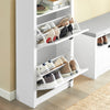 SoBuy FSR87-K-W Armoire à Chaussures 2 Abattants et Compartiment Ouvert pour Entrée Couloir, Blanc