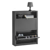 SoBuy FSR87-SCH Armoire à Chaussures 2 Abattants et Compartiment Ouvert pour Entrée Couloir – 80x24x110 cm, Noir