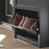 SoBuy FSR87-SCH Armoire à Chaussures 2 Abattants et Compartiment Ouvert pour Entrée Couloir – 80x24x110 cm, Noir