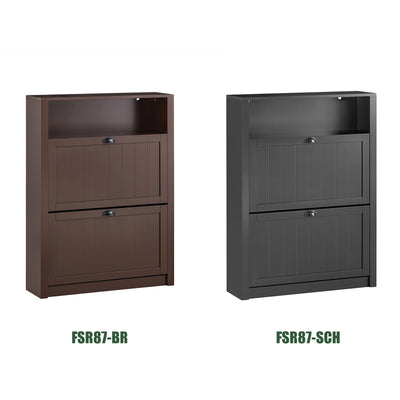SoBuy FSR87-BR Dulap de pantofi, Comodă pantofi cu 2 sertare rabatabile și compartiment