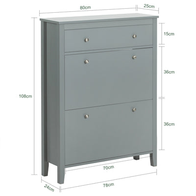 SoBuy FSR89-HG Pantofar cu Economie de Spațiu – Hol Îngust – 80x25x108 cm Gri