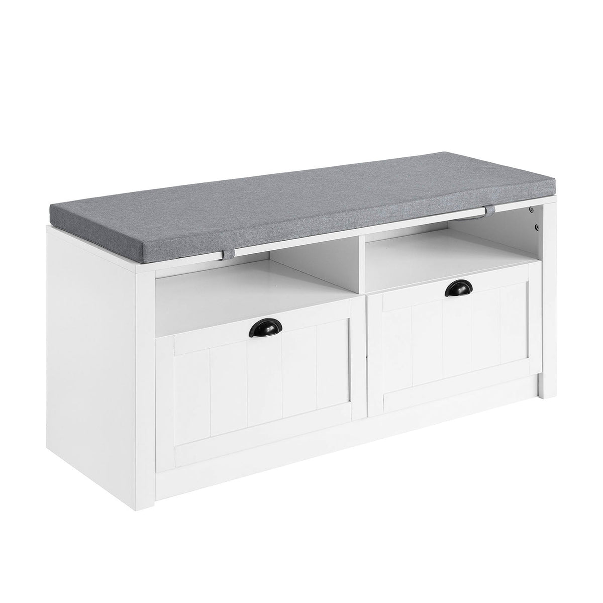 SoBuy FSR90-W Banc à Chaussures avec 2 Tiroirs et Assise pour Entrée Couloir – 110x35x47 cm, Blanc