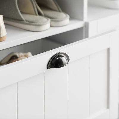 SoBuy FSR90-W Banc à Chaussures avec 2 Tiroirs et Assise pour Entrée Couloir – 110x35x47 cm, Blanc