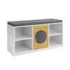 SoBuy FSR91-W Banc de Rangement pour Enfant Coffre à jouets Banc à Chaussures avec Maison de Chat Commode à Chaussures avec Coussin d'assise