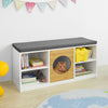 SoBuy FSR91-W Banc de Rangement pour Enfant Coffre à jouets Banc à Chaussures avec Maison de Chat Commode à Chaussures avec Coussin d'assise