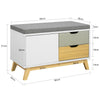 SoBuy FSR92-W Banchetă pentru Pantofi cu Pernă Căptușită, 2 Sertare și 1 Ușă pentru Intrare – 80x38x51 cm, Alb
