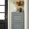 SoBuy FSR94-HG Dulap de încălțăminte cu 3 clapete, Depozitare 12 perechi, Certificat FSC®, Slim 24cm – 53x24x117 cm, Gri
