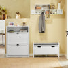 SoBuy FSR97-W Banc pentru Pantofi cu Pernă Căptușită și Rafturi, Mobilier de Hol – 91x30x50 cm, Alb