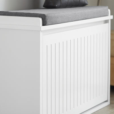 SoBuy FSR16-SCH Banc pentru pantofi cu 1 clapetă și pernă căptușită, Ladă de depozitare pentru hol – 60x30x48 cm, Alb