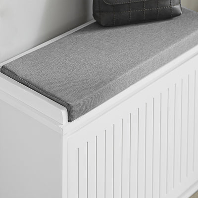 SoBuy FSR16-SCH Banc pentru pantofi cu 1 clapetă și pernă căptușită, Ladă de depozitare pentru hol – 60x30x48 cm, Alb
