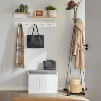 SoBuy FSR16-SCH Banc pentru pantofi cu 1 clapetă și pernă căptușită, Ladă de depozitare pentru hol – 60x30x48 cm, Alb