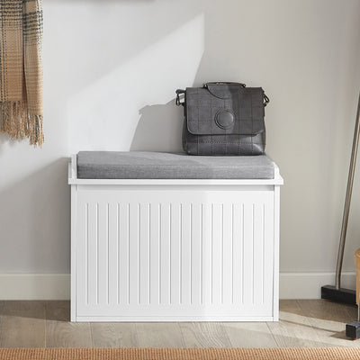 SoBuy FSR16-SCH Banc pentru pantofi cu 1 clapetă și pernă căptușită, Ladă de depozitare pentru hol – 60x30x48 cm, Alb