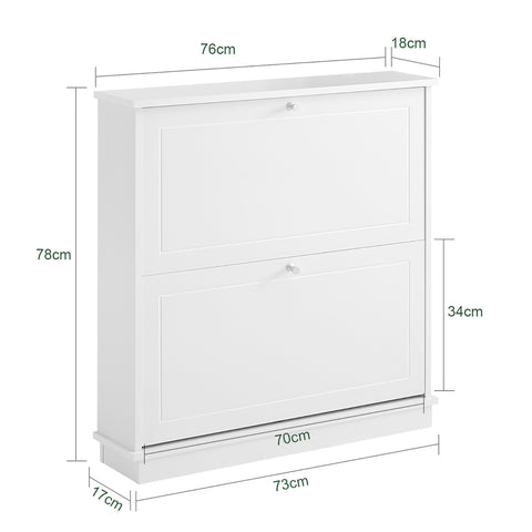 SoBuy Eșarfă cu 2 uși și 4 rafturi, culoare: alb, dimensiuni: aprox. 76 x 78 x 18 cm FSR99-W