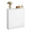 SoBuy FSR99-W Dulap de Pantofi cu 2 Compartimente Rabatabile Ultra-Subțire 18cm, Spațiu de Depozitare pentru 8-10 Perechi pentru Hol – 76x18x78 cm, Alb