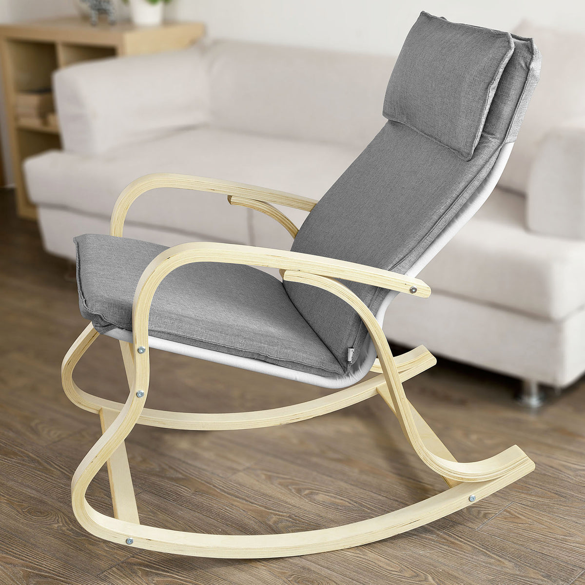 SoBuy FST15-DG Balansoar, Fotoliu balansoar, Fotoliu relaxant, Mesteacăn flexibil - Gri
