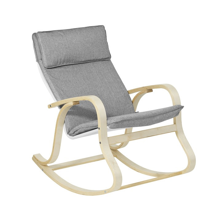 SoBuy FST15-DG Rocking Chair, Fauteuil à bascule,  Fauteuil relax, Bouleau Flexible -Gris