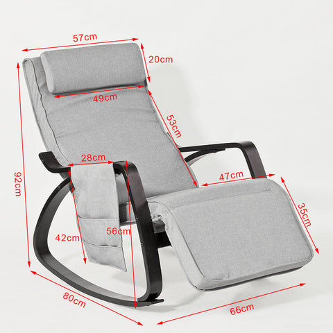 SoBuy Scaun dondic scaun relaxare fotoliu gri poggie picioare reglabile fst20-hg